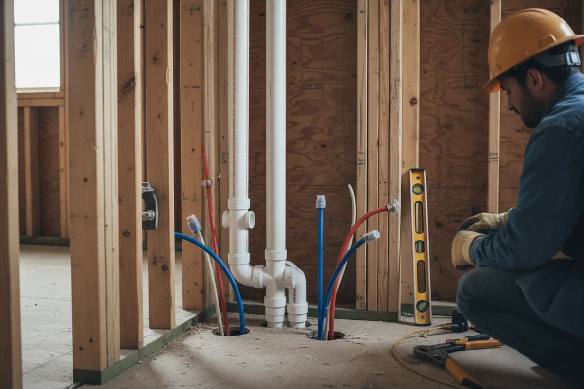 Drain and supply rough-in during Drain Cleaning in Greenbush